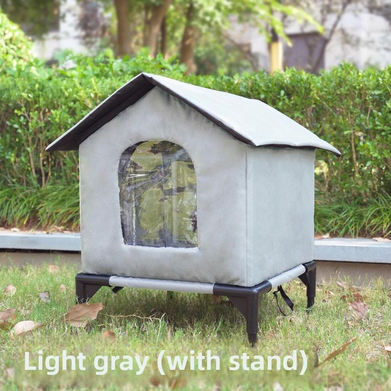 Outdoor Waterproof Cat House for Strays Winter Insulated Shelter Made of Oxford Fabric Windproof Rainproof with Removable Cushion All Weather Feral Cat Shelter