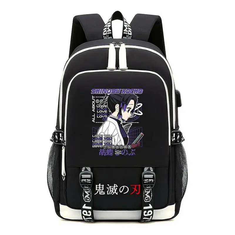 Demon Slayer Anime Backpack, USB Charging Large Capacity Student School Bag, Ergonomic Laptop Backpack for Kids Teens, Fashion Travel Daypack