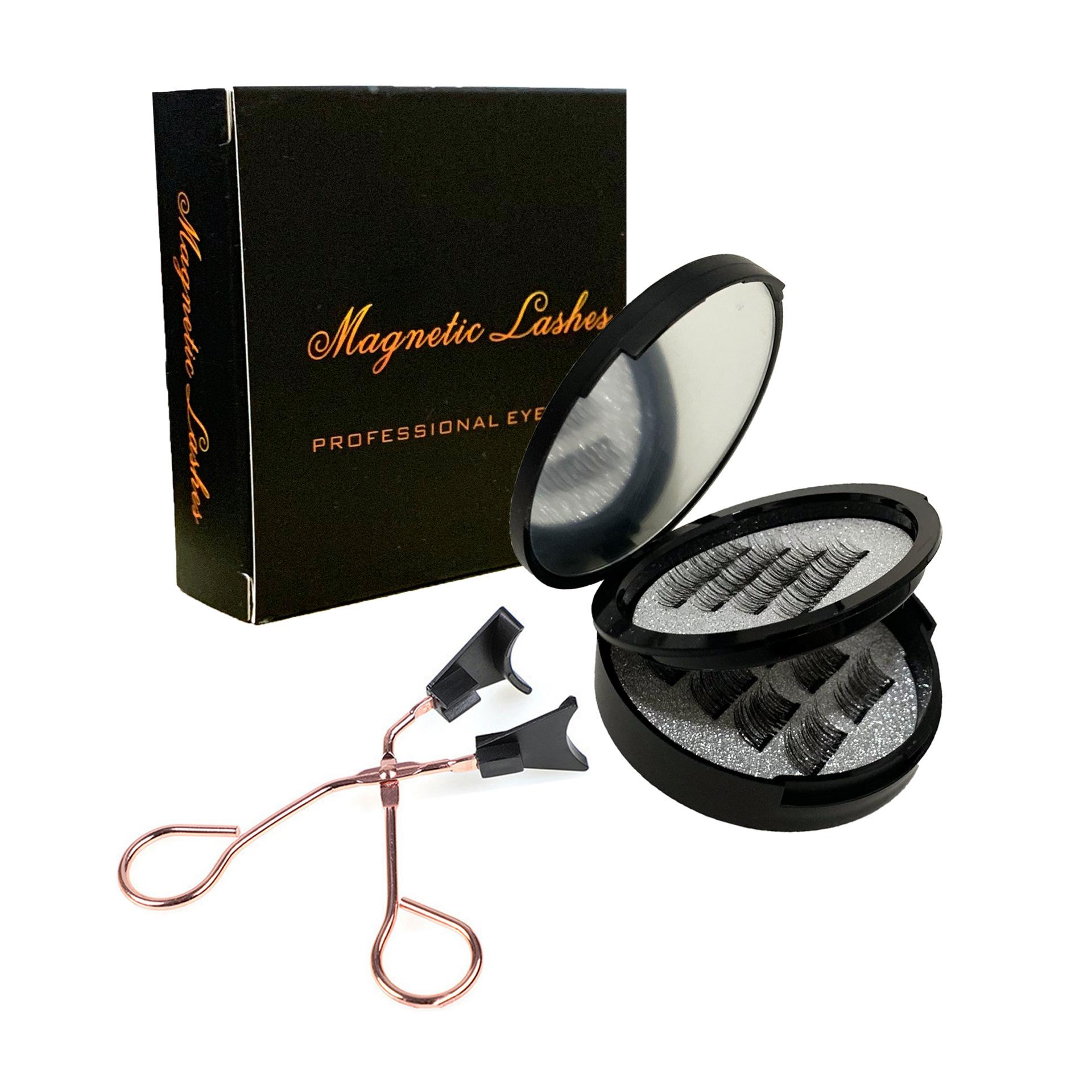 24P Half Eye Double Magnet Magnetic Eyelashes 16 Pieces with Clips Waterproof Reusable False Lashes for Party Daily Use