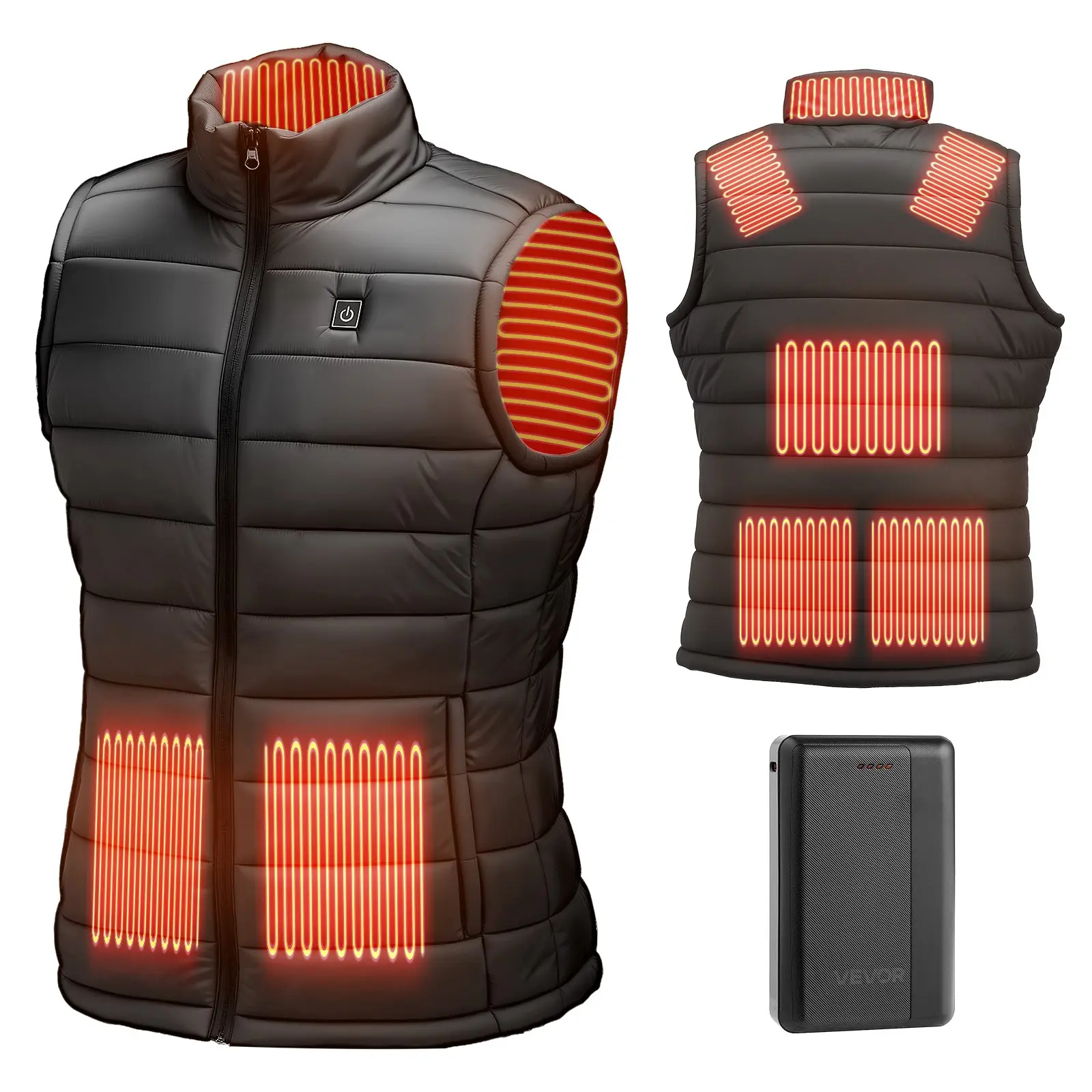 VEVOR Heated Vest, Men Electric Heating Vest with 16000 mAh Battery Pack, 8 Heating Zones Lightweight Rechargeable Winter-Vest with 3 Levels, for Outdoor Hiking Camping Fishing Skiing, Size L