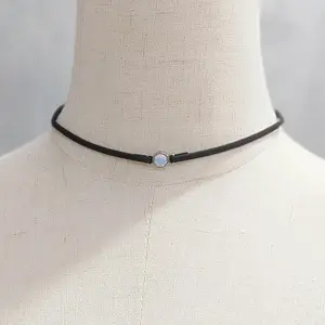 Korean Velvet Choker, Black Adorned with Moonstone, Vintage Geometric Design, Stylish Versatile Cute Sexy Uniquely Fashionable, Perfect for Middle Eastern Elegance, Ideal for Everyday Wear Holidays Dates Travel