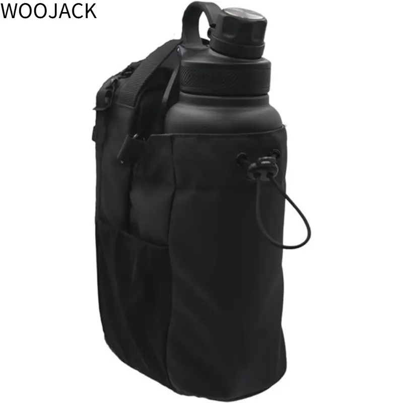 WOOJACK Black Magnetic Gym Bag Water Bottle Carrier Holder with Phone Pockets & Shoulder Strap,Magnetic Bag Gym Accessories Organizer for Men Women Magnetic Water Bottle Holder with Strap and Phone Pocket