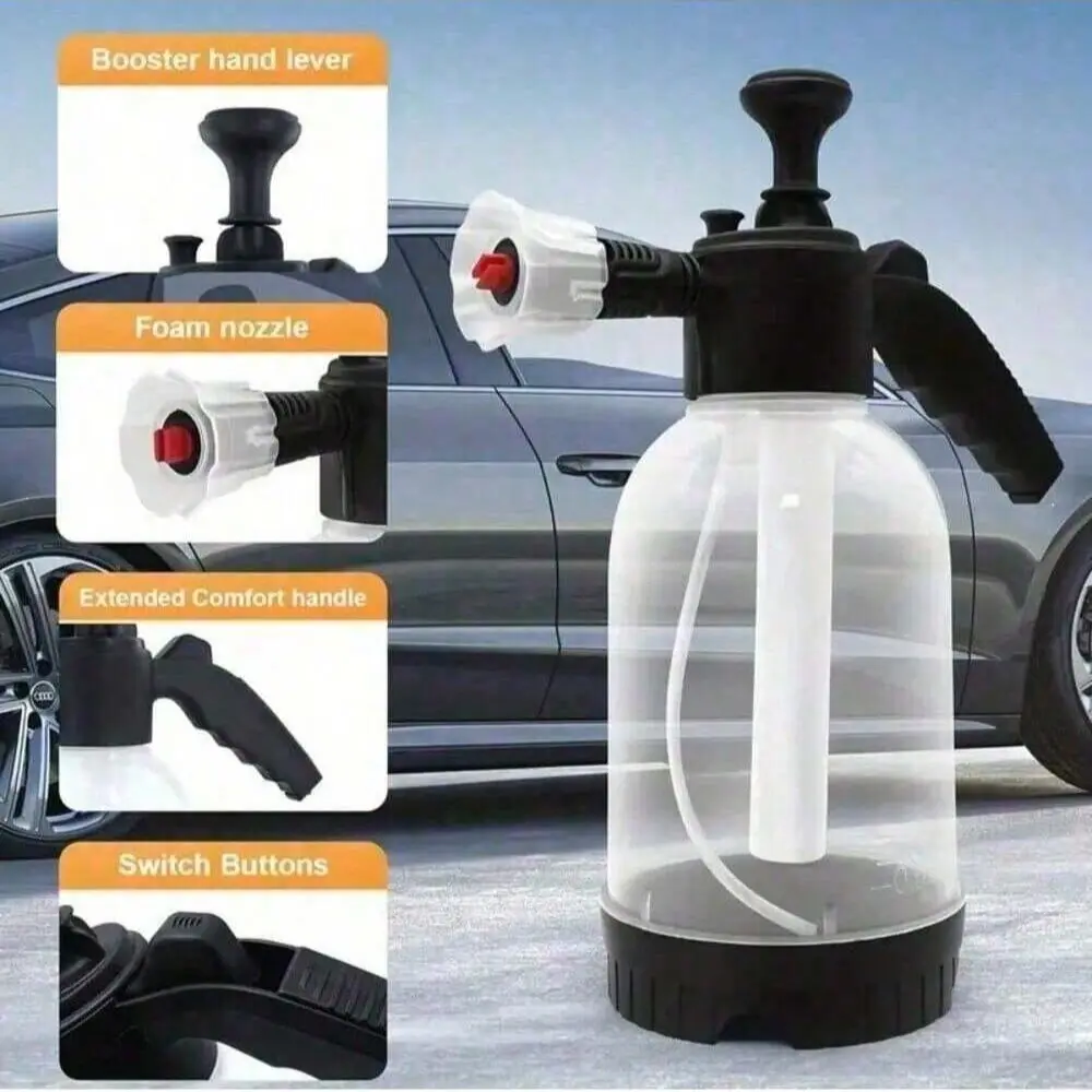 Dual-Mode Manual Foam Sprayer, Hand Pump Pressure Spray Bottle with Large Coverage Area, Multi-Use Foam Sprayer for Car Washing, Garden Maintenance & Household Cleaning
