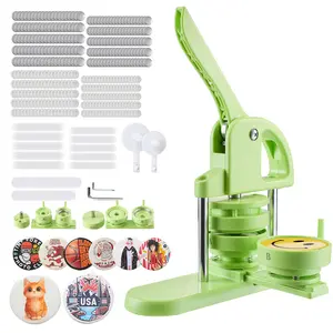 VEVOR 2-in-1 Badge Maker Machine, 32 & 58 mm (1.26 & 2.28 in) Plastic Pin Maker with 200 Pcs Button Parts, Circle Cutter, Magic Book & Reinforced Ergonomic Handle, for DIY Magnets, Bottle Openers, Green
