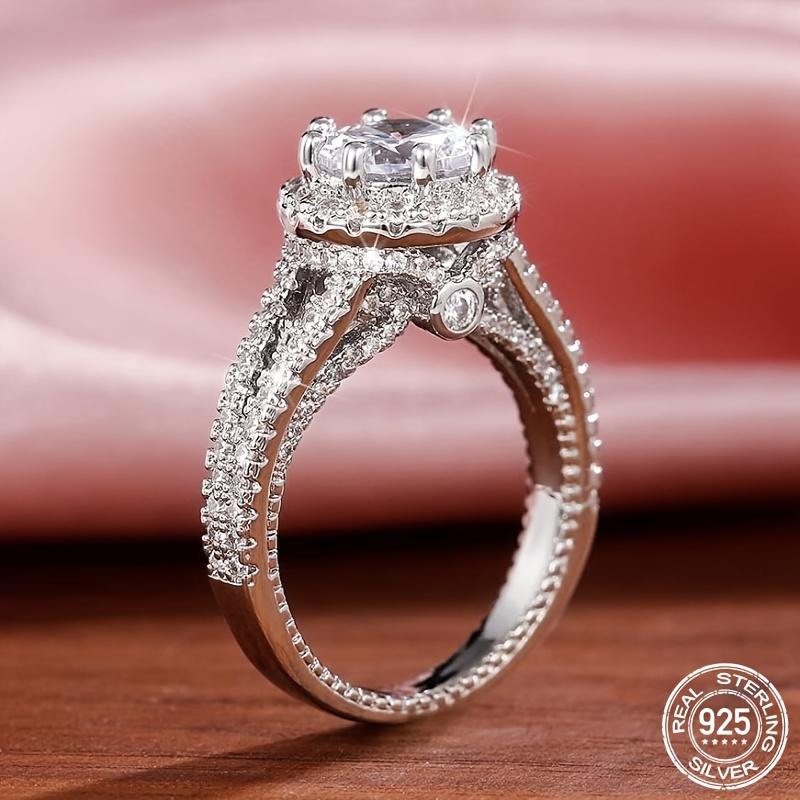 925 silver 2ct moissanite engagement ring with halo setting for proposal, wedding, anniversary, and birthday J045 unique  engagement  rings