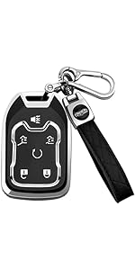 for GMC Key Fob Cover with Keychain, Soft TPU Full Protection Key Shell Key Case Compatible with Chevy Silverado Suburban Tahoe GMC Acadia Sierra Terrain Yukon,6-Button(Blue)
