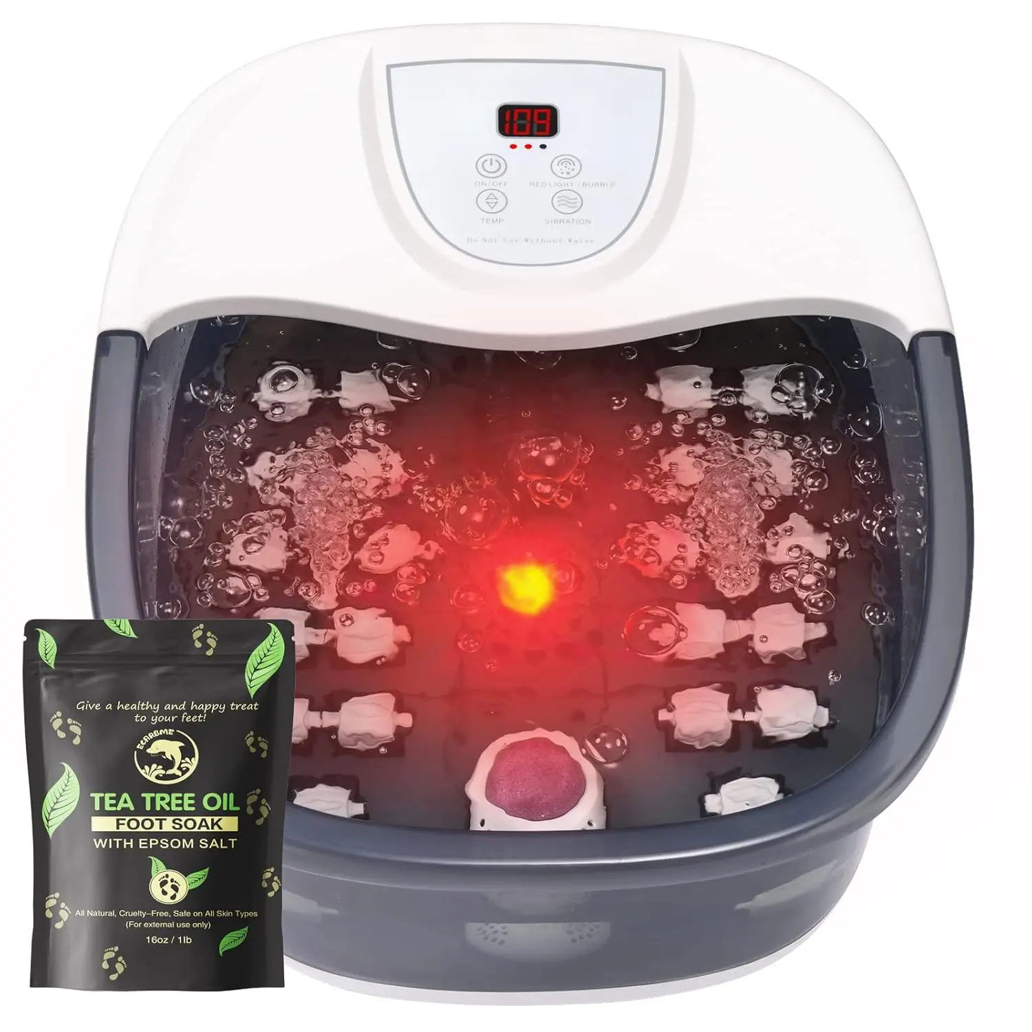 Foot Spa Bath Massager with Heat, Foot Soaking Tub with 22 Massage Rollers, Temperature Control, Jets, Bubbles, Epsom Salt and Vibration, Foot Bath soak tub for Relaxation - Grey