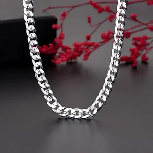 2026 Viral Real Chunky Cuban Chain Necklace 7mm Width Anti-tarnish Classic Curb Necklaces Streetwear Accessory For Couple,cords for graduation,gift