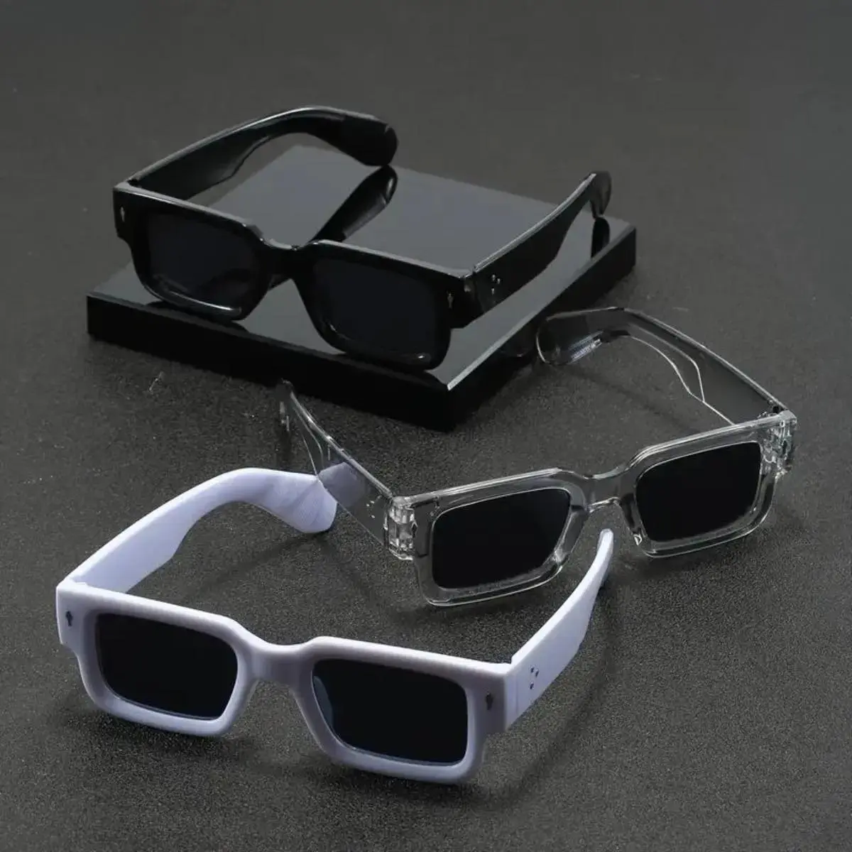 3 Pack Square Frame Glasses for Men Women, Lightweight Retro Y2K Fashion Eyewear, Anti Reflective Clear Lens Glasses, Aesthetic Street Style Glasses for Driving, Festival, Daily Wear