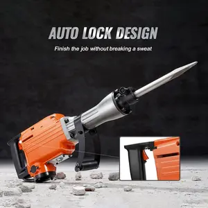 [fathersdaygift]VEVOR Heavy Duty Demolition Jack Hammer - Impact Drill with 2/4/6 Chisel Bits360°C Swiveling Front HandleElectric Hammer & Gloves for Concrete Breaking (), Drill Bits