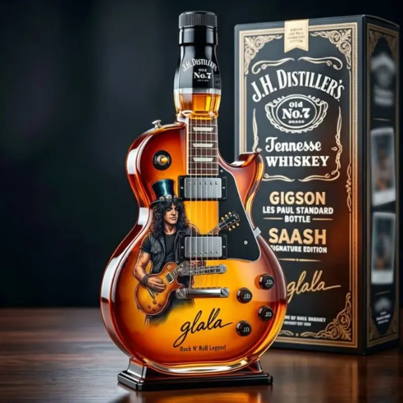 New Arrival Guitar-Shaped Wine Bottle Holder, Whiskey Glass Sculpture, High Borosilicate Glass Decorative Piece, Unique Home Décor Item