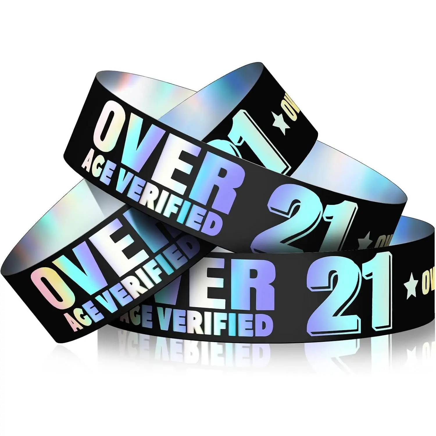 Over 21 Plastic Wristband Bracelets Holographic Events Waterproof Arm Bands Party Concerts