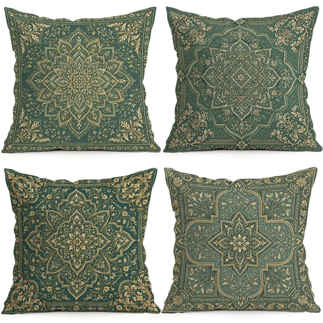 4pcs Bohemian Mandala Pattern Cushion Covers, Single-Sided Print, Living Room Bedroom Home Decor, All-Season Pillow Cases, No Insert Included