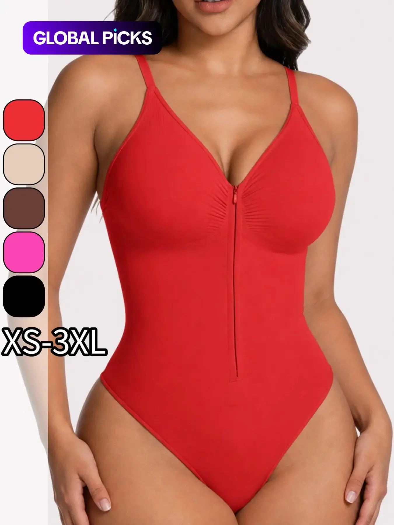 Seamless Soft Shaping Underwear Bodysuit for Women – Shapewear, Front Zipper, Slim Straps & No Panty Lines，Everyday，wedding dress，prom dress