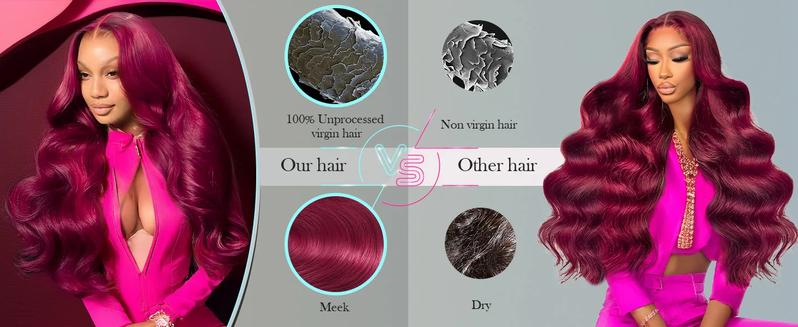 3/4 Bundles With Closure Body Wave Highlight Burgundy 99J Human Hair 4x4 Lace Front With 3 Bundles Brazilian Hair For Women