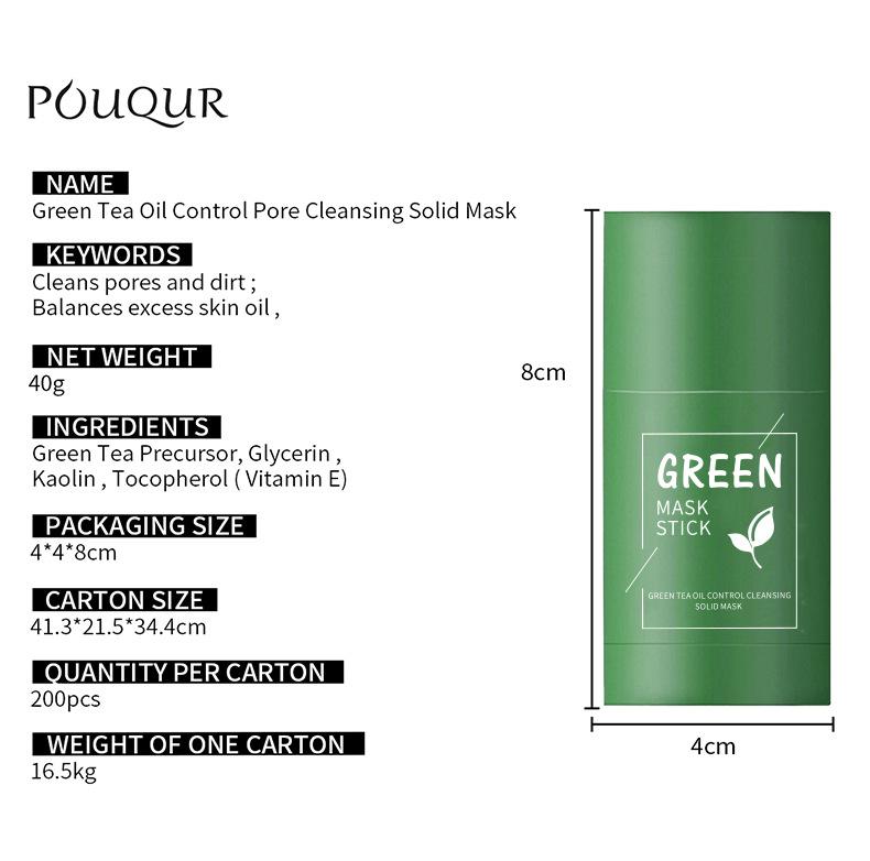 Clay mask stick, green tea clay mask stick, cleansing, application of facial mask