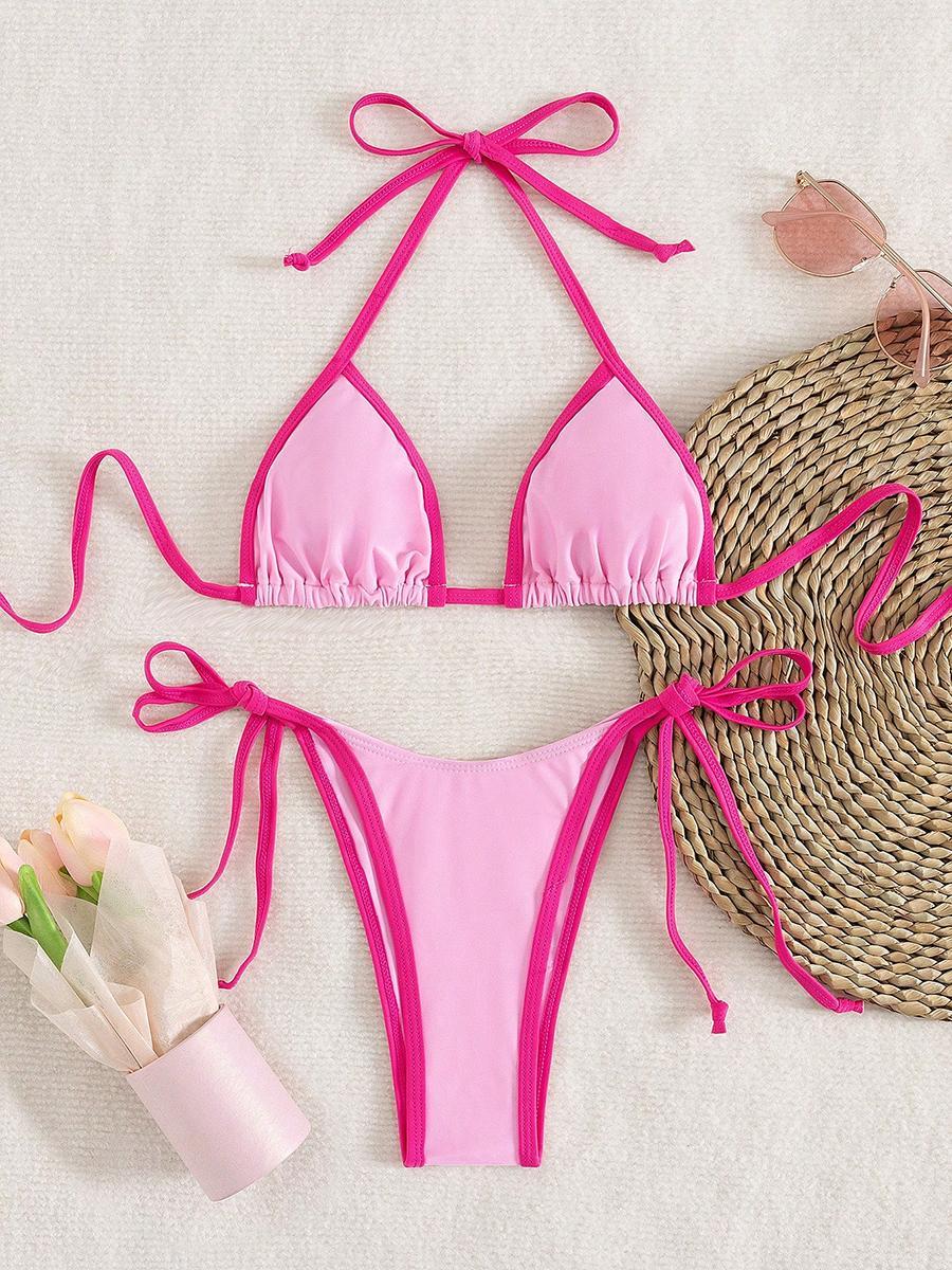 Contrast Color Separates Micro Bikini 2026 Women's Swimsuit Female Swimwear Mini Thong Bikinis Set Two-piece Bathing Suit