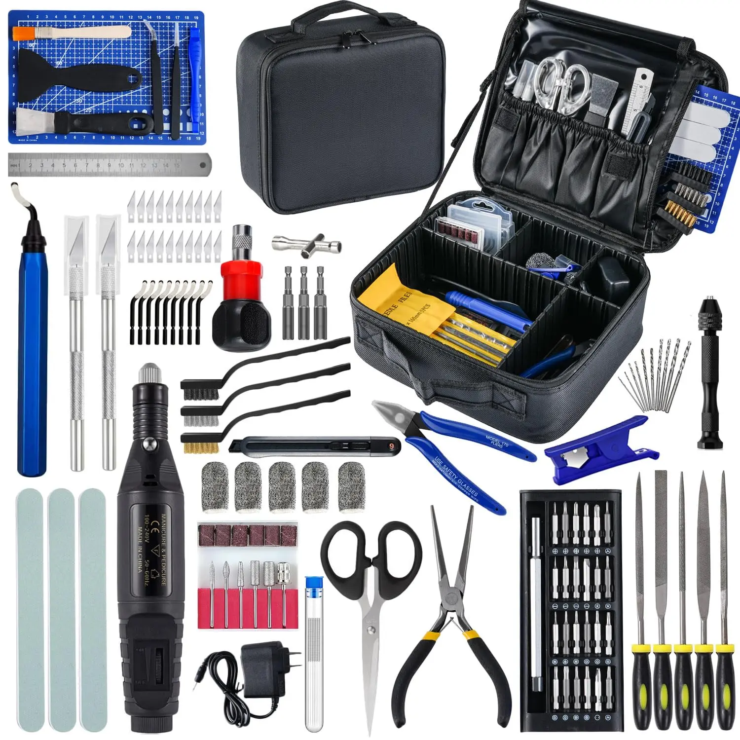 124Pcs 3D Printing Accessory with Tool Bag for Remove/Trim and 3D Print Includes Deburring Tool, Nozzle, Removal Scrapers, Finishing,etc.