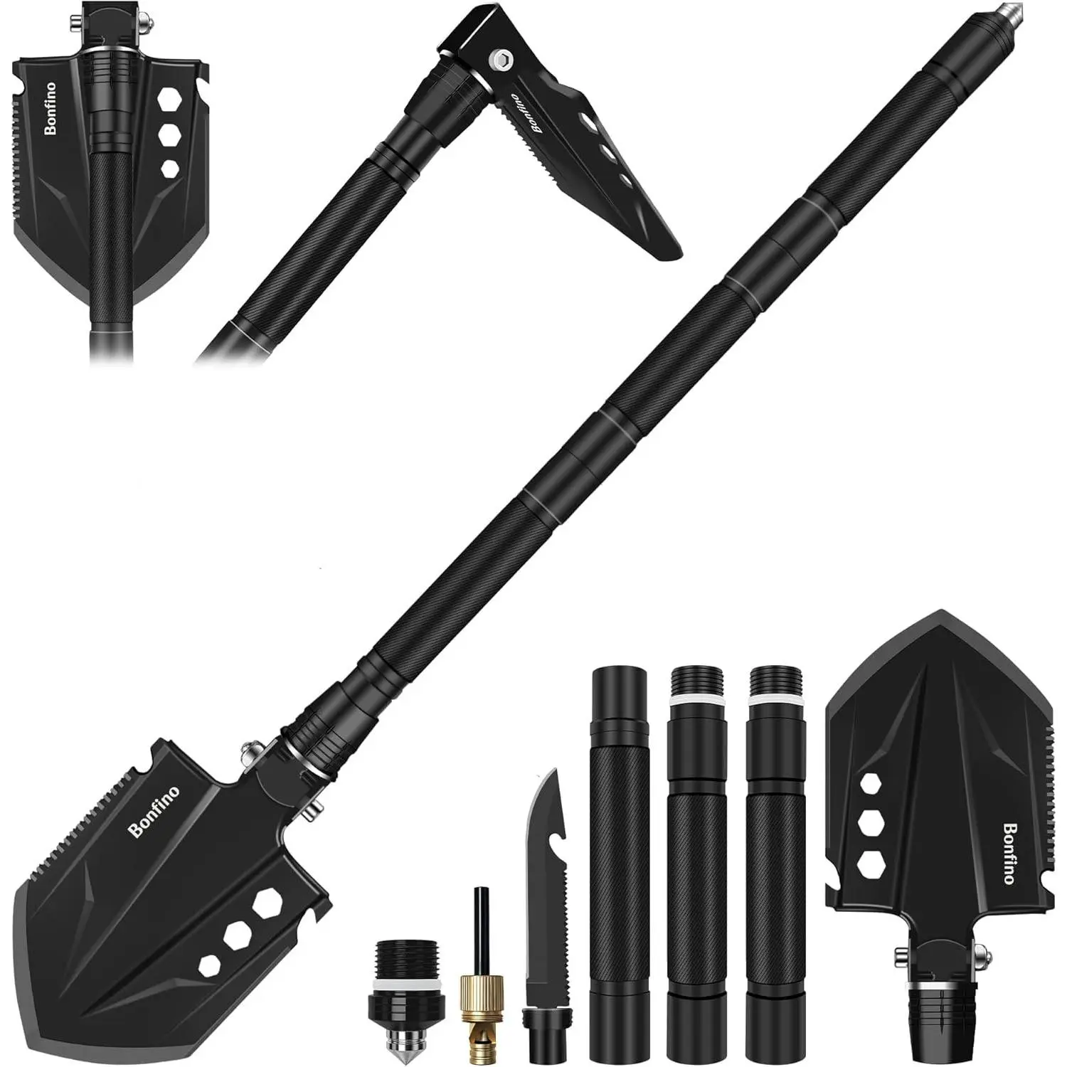 Foldable Camping Shovel - 30.4" High Carbon Steel Portable Multitool Entrenching Tool for Backpacking, Hiking, Survival & Car Emergency - Versatile & Sturdy