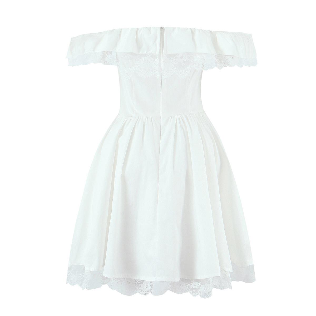 Pure Desire Off-Shoulder Ruffle Sleeve Lace Bow Belt Puffy Princess Dress