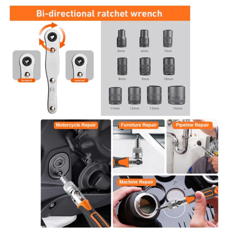 Ratchet Multipurpose Screwdriver Tool Set, 38pcs Socket Set & Screwdriver Bit Set with Rotatable Ratchet Handles & Storage Case, Household Repair Tool Kit for Bike, Hardware, Heavy Duty