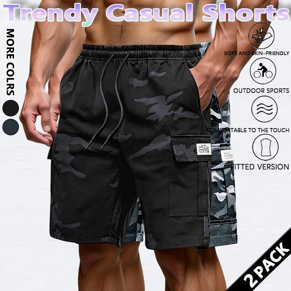 Men's new summer casual work shorts, camouflage sports capri pants, loose and casual fit, quick-drying ice silk beach shorts.