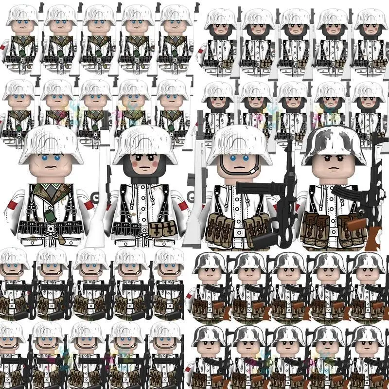 2026 new hot item  Kids Toys WW2 Building Blocks 10pcs/lot White Winter Soldiers Mini Action Figures Educational Toys For Kids Birthdays Gifts