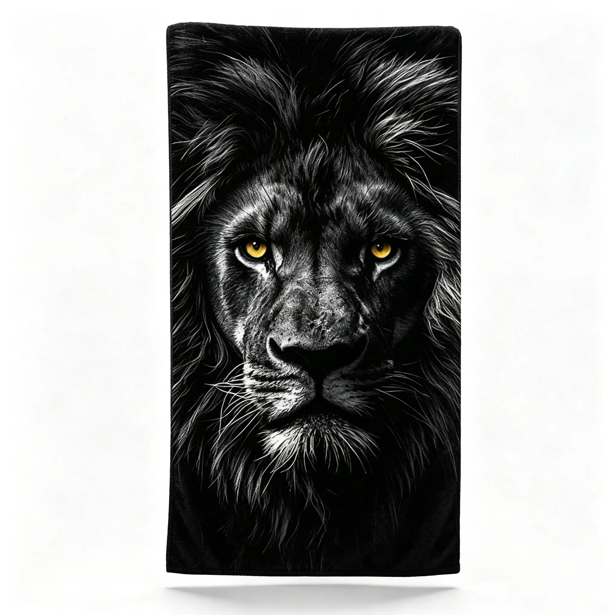 Lion Gold Eye Print Ultra-Fine Fiber Beach Towel, Quick-Dry Absorbent Swim Towel, Cool Wildlife Towel for Men, Beach Surf Camping Travel Gym, Quick Drying Towels