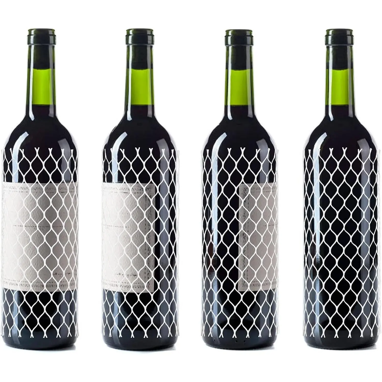 100 Pcs Wine Mesh Liquor Bottles Protector Sleeves 7.8 Inch PE Net Wine Bottle Protector for Travel Glass Liquor Bottle Sleeves, Keep Bottles Safe While Traveling, White