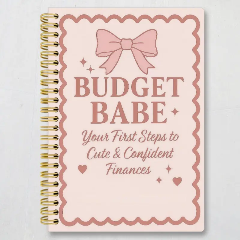 5.5 X 8.3 inch Budget Babe Finance Planner | Spiral Bound, Bright Plaid Pattern, Pink Bow, with Savings Quotes, for Managing Money and Tracking Expenses