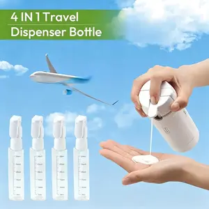 4-In-1 Travel Dispenser Bottle, Leak-Proof Reusable Silicone Squeeze Box with Lock, Compact Lightweight Bathroom Organizer, Ideal for Business Trips
