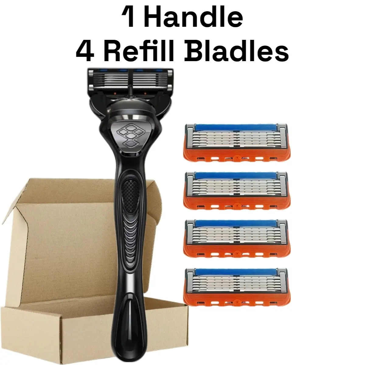Men's razor set, shaving kit, 1 handle and 4 refillable cartridge razor, 5 blade manual razor for men, mens pro glide shaving razor, reusable shaving razor set，thick beard manual razor .