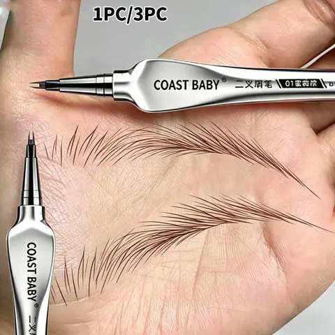 2-Prong Liquid Eyebrow Pen Soft Natural Hair-Like Strokes Refine Brow Contour Versatile for Daily Makeup Brow Pencil With Hair Like Strokes