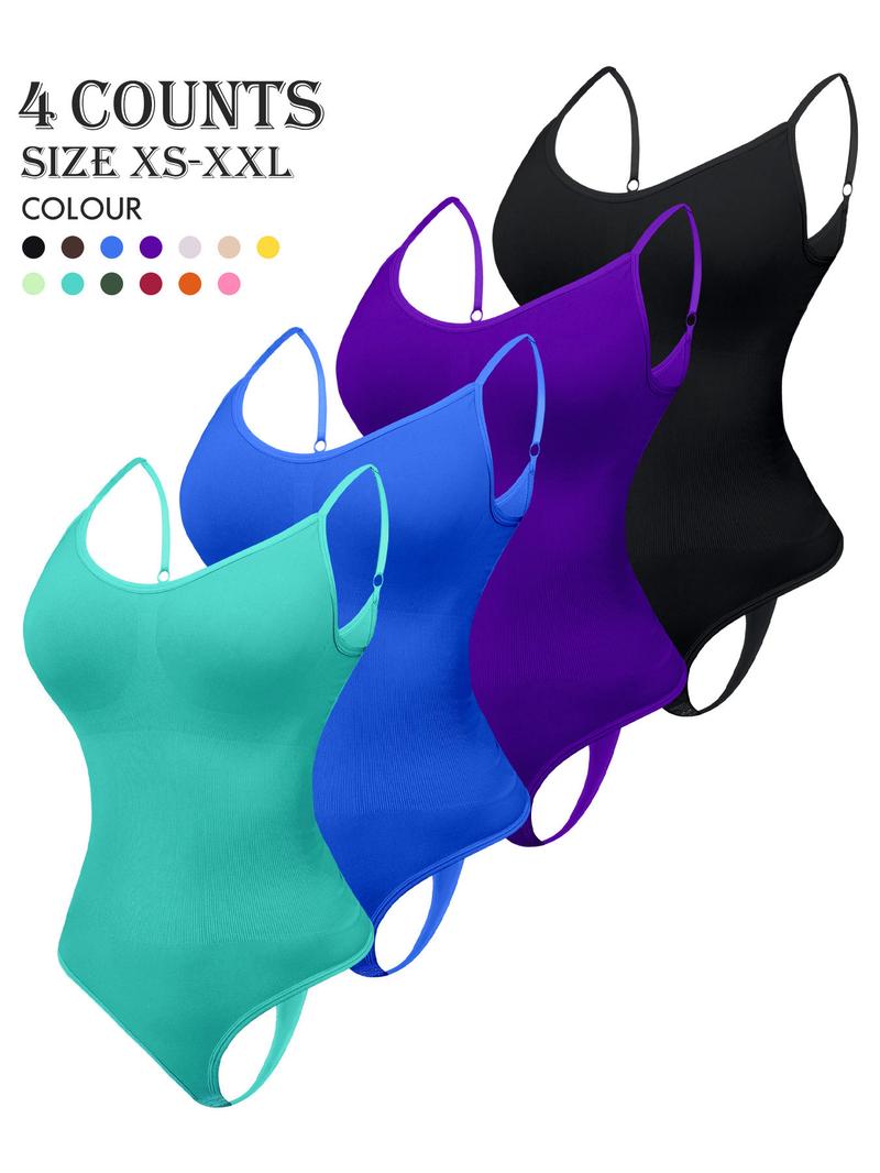 Women's Solid Color Shapewear Bodysuit, High Stretch Tummy Control Shaper, Ladies Clothing for Daily Wear, Seamless Shapewear