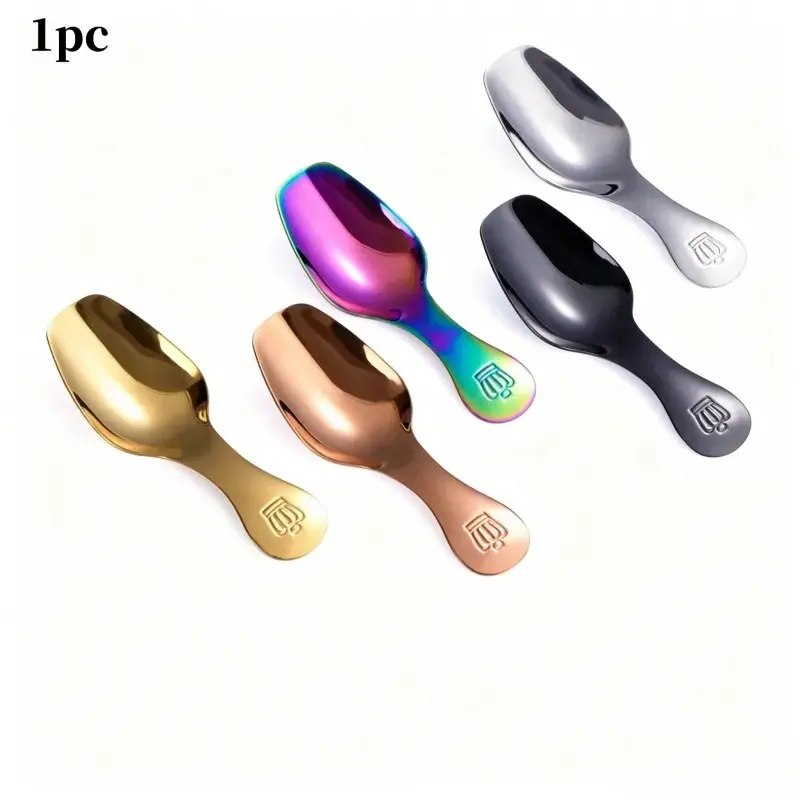 1pc 304 Stainless Steel Mini Spoon, Creative Short Handle Coffee Tea Sugar Powder Spoon, Cute Compact Dessert Ice Cream Teaspoon, Smooth Durable Easy-Clean Design for Coffee, Tea, Sugar, Condiments, Desserts, Home Kitchen Cafe, Stainless Steel Spoons