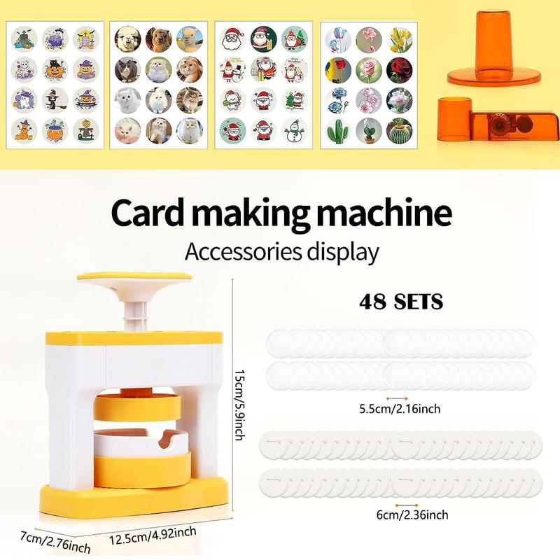 DIY Badge Making Machine, 1 Set Badge Making Kit with Cute Cartoon Patterns, Manual Badge Maker for DIY Button Pins, Badge Decoration