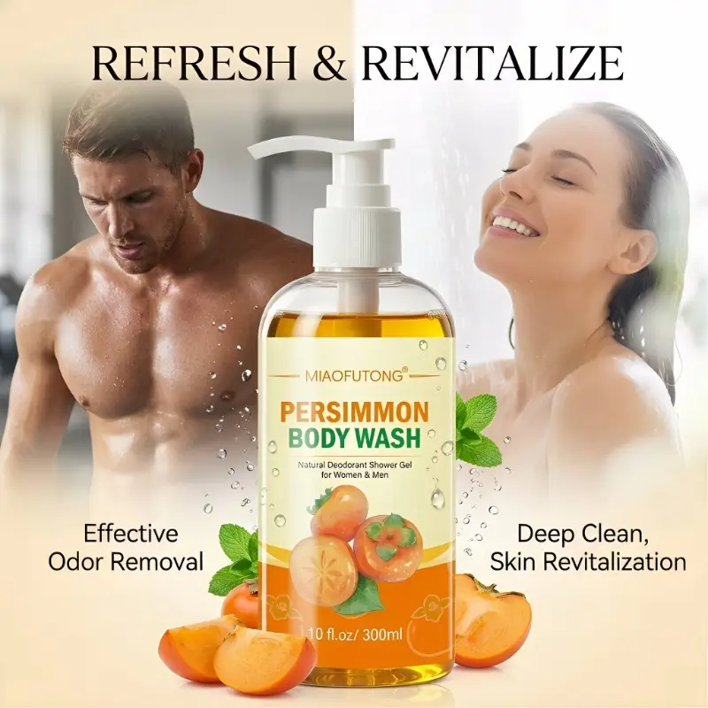 Persimmon Scented Body Wash for Old People Smell, Natural Deodorant Bar Soap for Strong Odor Smelly Feet Remove, Cleansing Body Deodorizing with Persimmon & Green Tea Extracts, Daily, Body Cleansers