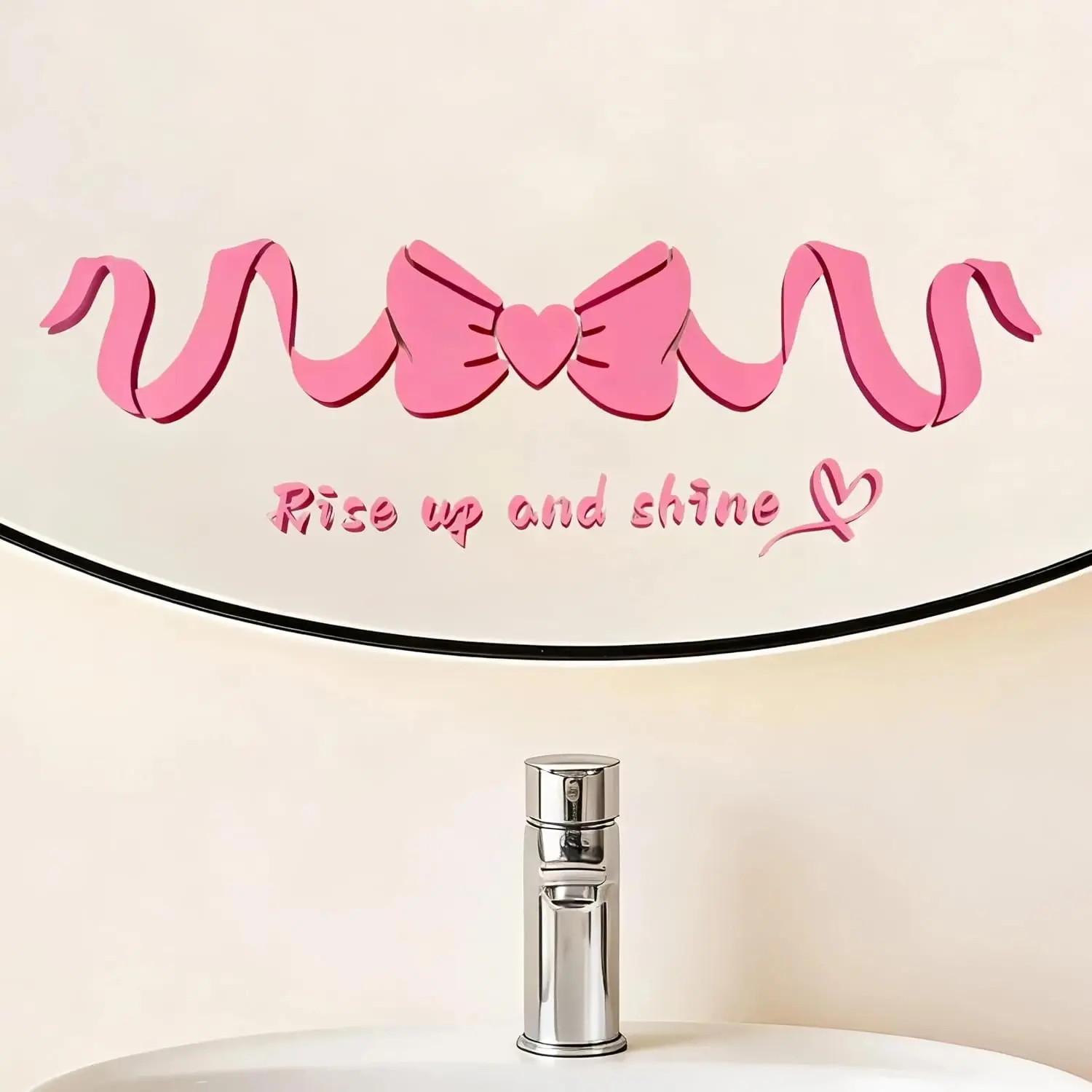 4 count  Bow Affirmation Bathroom Mirror Decal for Girls, Cute Removable Bathroom &  Mirror Sticker, Girly  Bathroom Decor Accessories, “Rise Up and Shine”