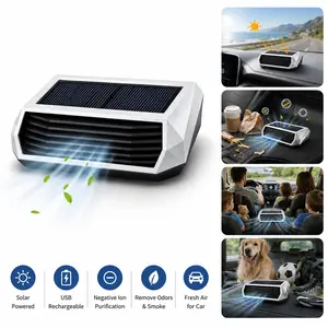 Solar Car Air Purifier, USB Rechargeable Portable Ionizer, Odor Remover for Smoke, Pet Smell & Fresh Air Cleaner for Car Interior#SummerVibes