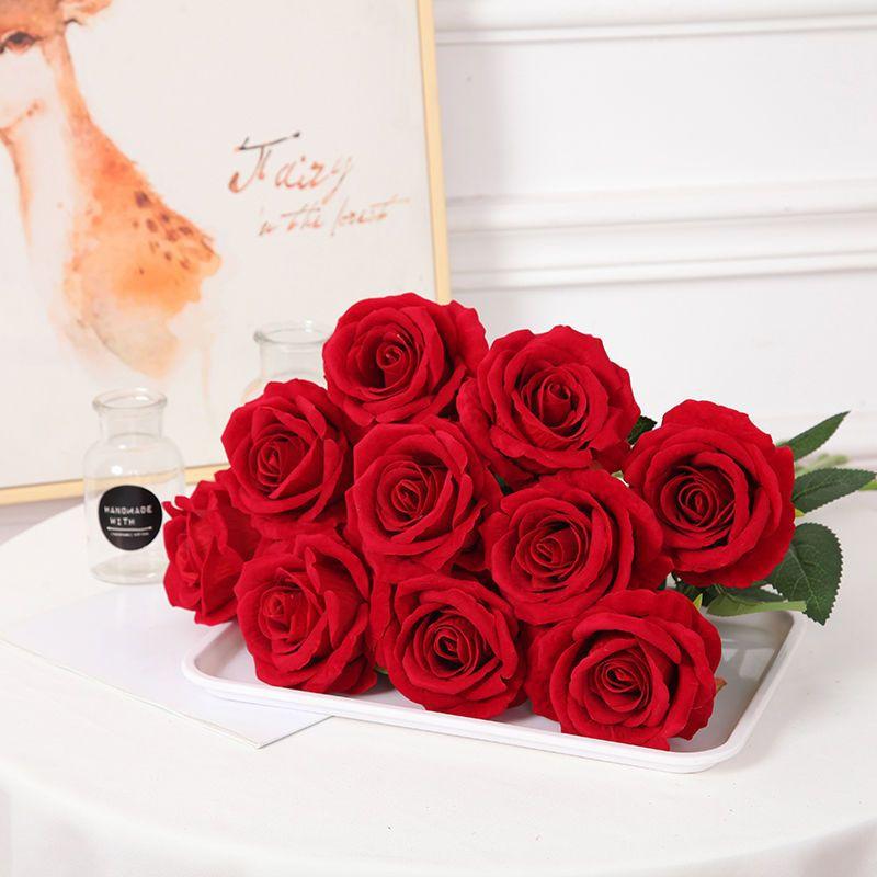 12 pcs Velvet rose artificial flower rose waterfall Valentine's Day fake flowers home wedding decoration popular photo spot rose