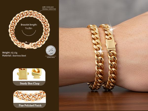 24K Gold-Plated Chunky Cuban Link High Gloss Bracelet/Necklace Durable Statement Hiphop Jewelry For Man Women