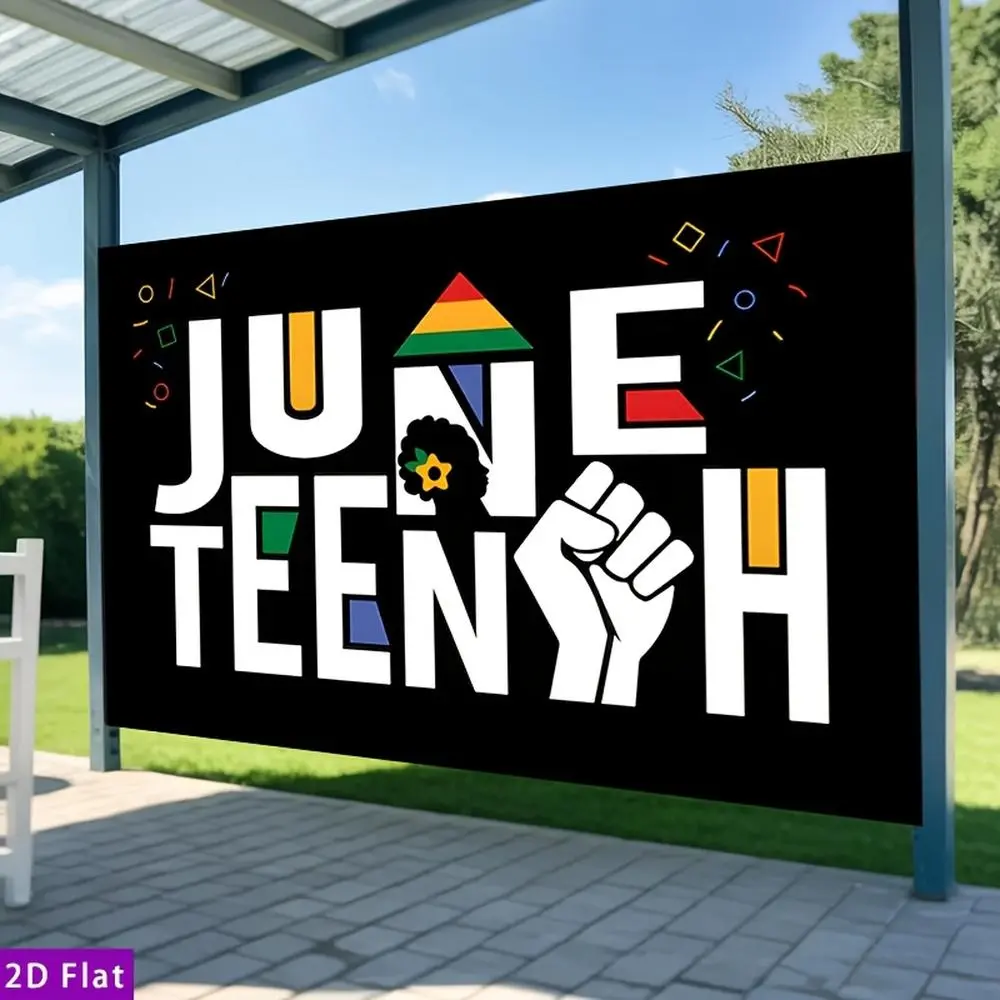 1pc Durable Multicolor Polyester Juneteenth 2D Flat Banner - Soft Easy-to-Hang Textile Decor for Wedding, Glam Home Use