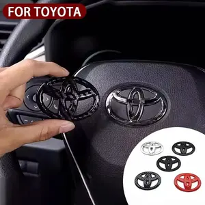 3D ABS Toyota Logo Car Emblem Steering Wheel Sticker For Toyota Hilux Prius Avensis Auris Verso Corolla Camry Auto Accessories