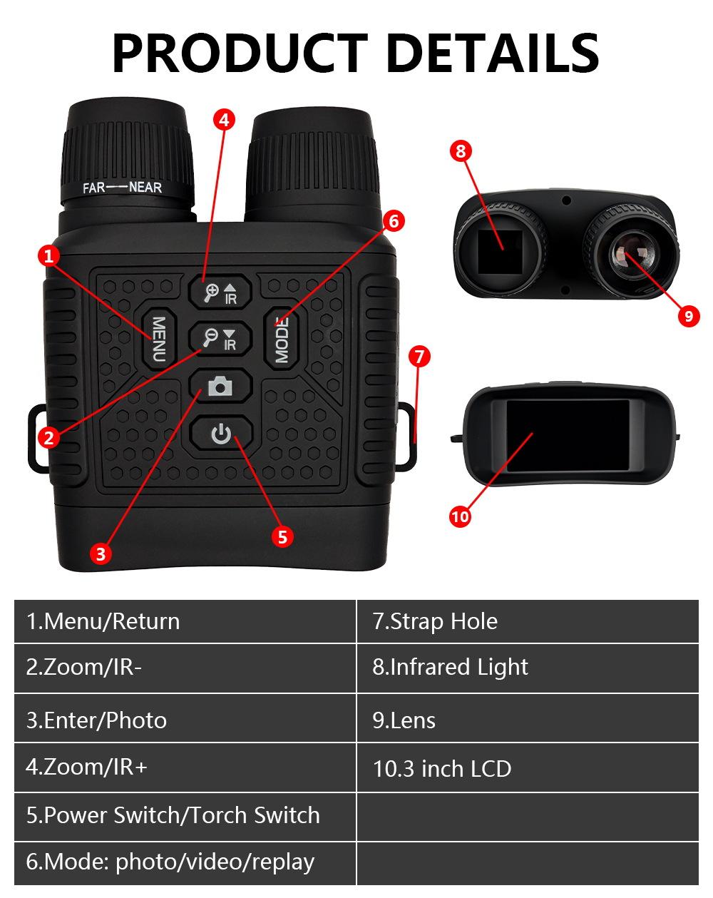 Night Vision Goggles-Night VisionBinoculars,2000 mAh Battery,7 Levels Infrared,6XDigital Zoom,Wildlife Observation,Hunting,Camping