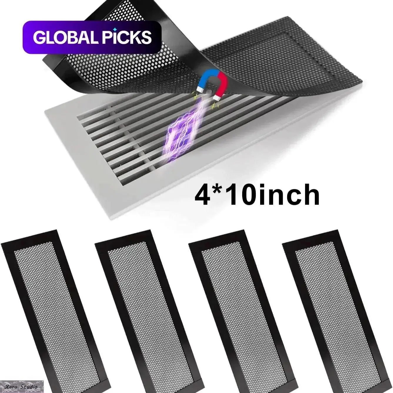 4 Pack Magnetic Vent Covers, Washable HVAC Air Vent Filters for Floor & Ceiling Vents, Dust and Pet Hair Protection for Home & Office
