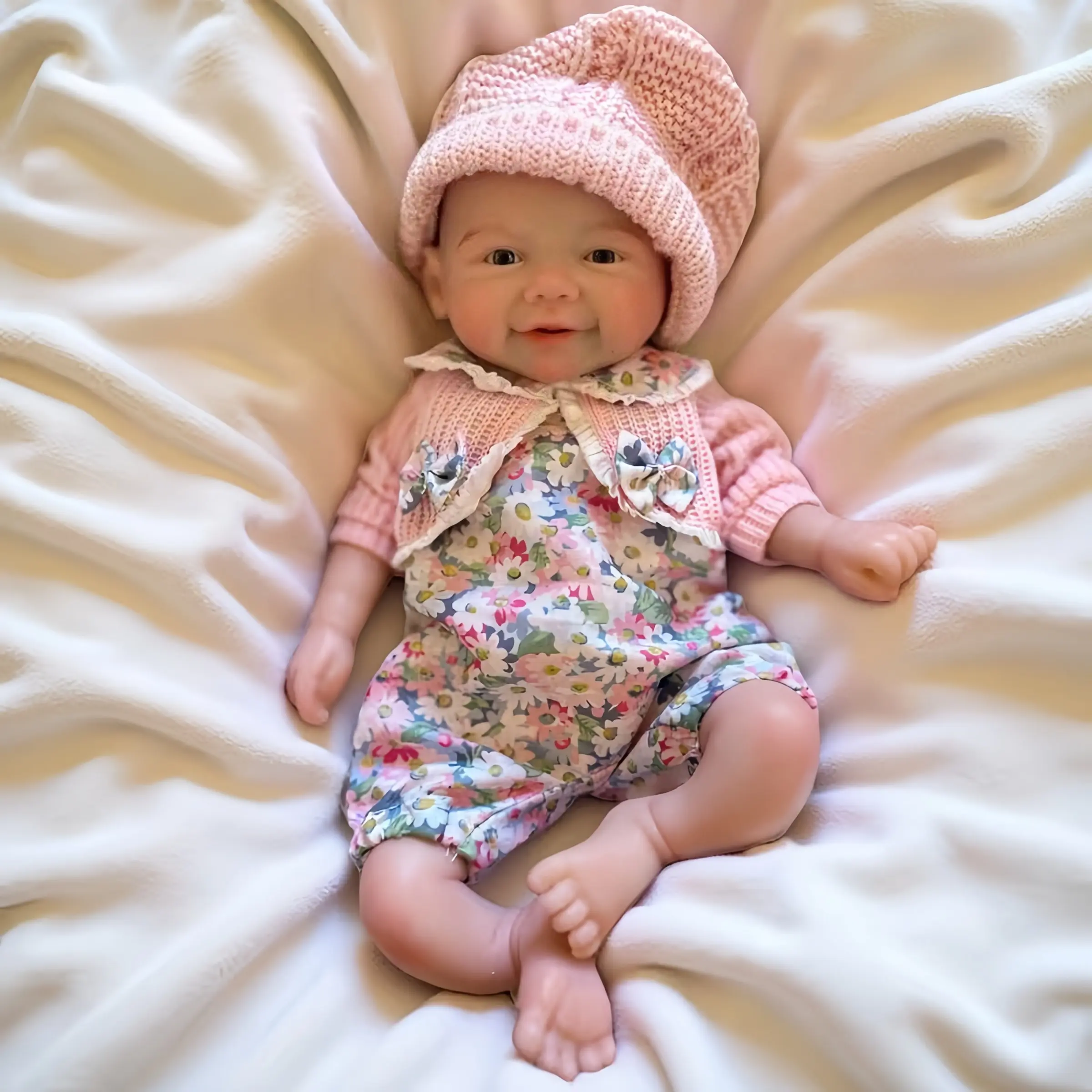 Cute 13-Inch Silicone Girl Doll, Soft Reborn Baby Doll, Hand-Painted Skin, Can Open Mouth, Perfect Gift for Kids Birthday and Holidays