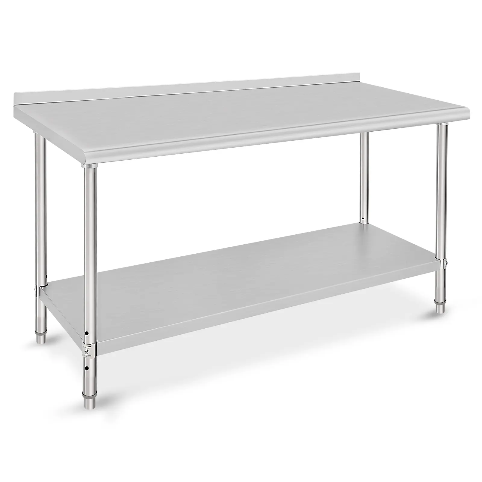 Heavy Duty Stainless Steel Prep Table – 60 x 24 Inch 2-Tier Work Table – Backsplash, Undershelf Storage, Casters – Ideal for Kitchen, Laundry Room, Garage