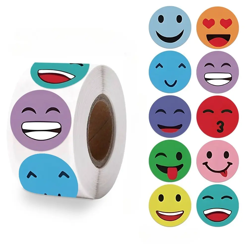 500pcs Multicolor Smiley Face Self Adhesive Decorative Stickers Planner Accessories Office Products Back To School Supplies for Journal Gift Sealing DIY Craft