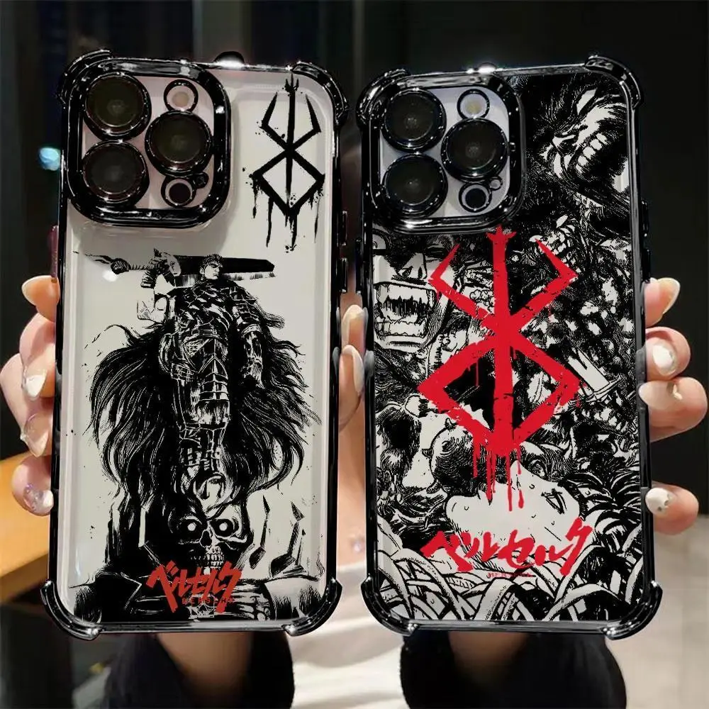 Berserk Anime Comics Electroplated Shockproof Phone Case with 4-Corner Drop Protection, Compatible with iPhone 12 Pro, 17,16,15,14,13,11,Air,Plus,Pro Max & Samsung Galaxy S26-S22 Plus, Stylish Anime Fan Gift Aesthetic