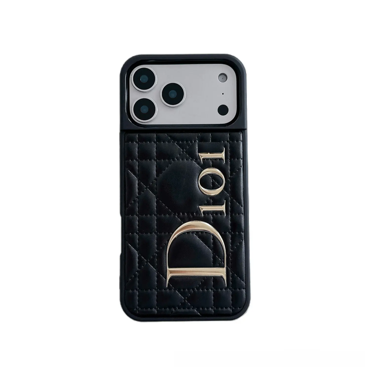 High-End Diamond Stitch iPhone Case with Gold Embossing - Shockproof Protective Cover for iPhone 18/17/16 Pro Max, Fine Craftsmanship, Stylish Design, Protect Cover
